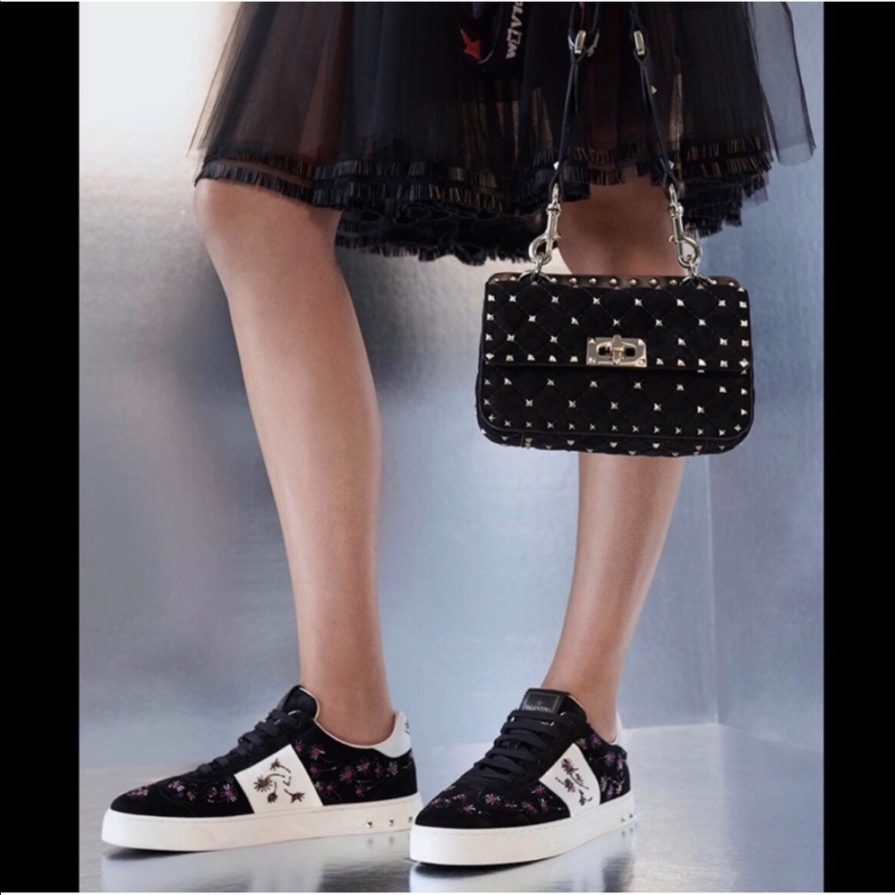 Valentino || Flycrew Bead-embellished sneaker